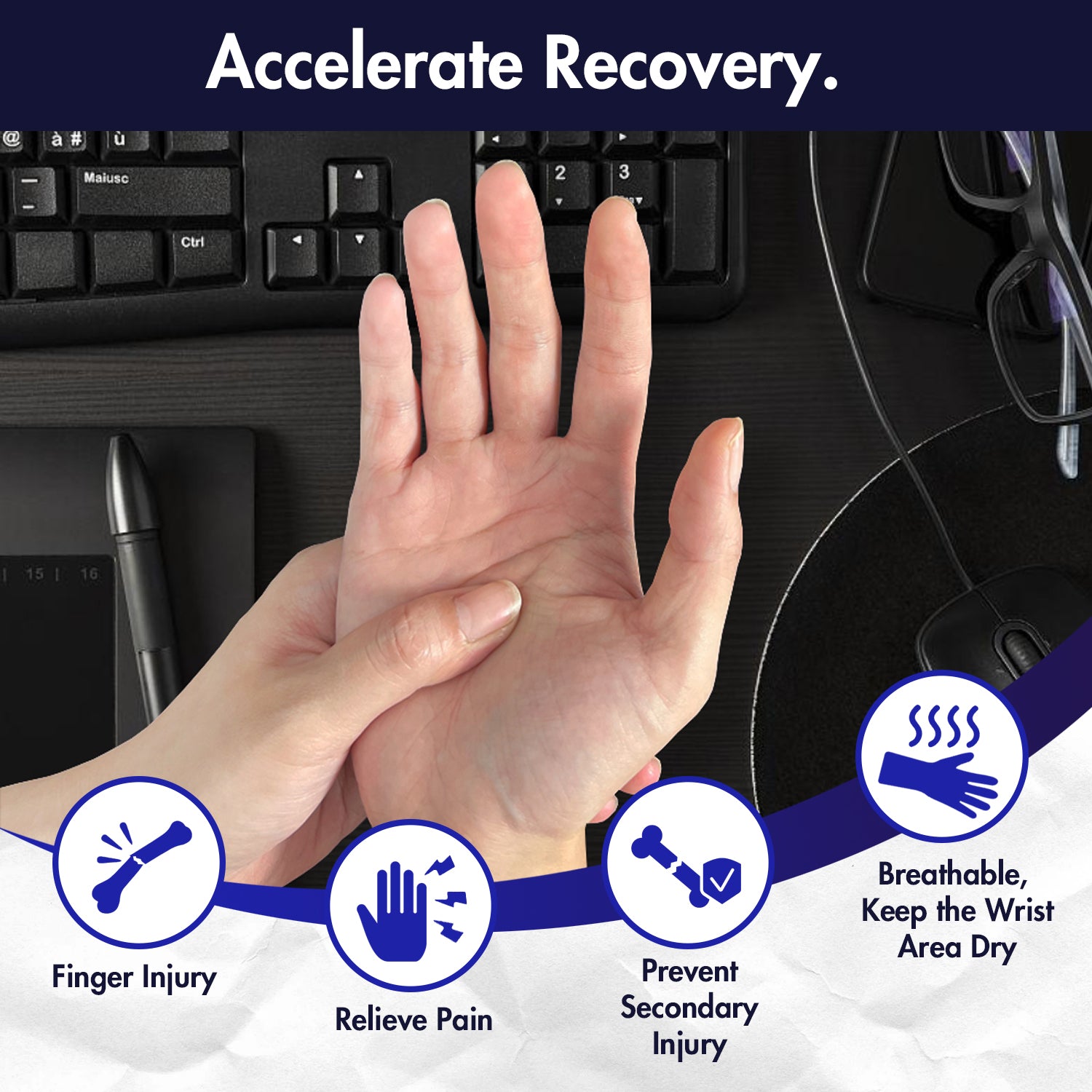 Pinky and Ring Finger Hand Splint Wrist Brace with Glove Support